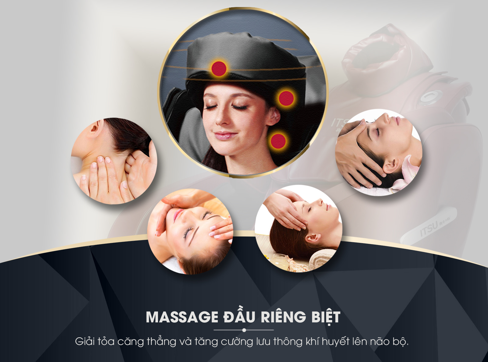 Chức năng massage đầu trên ghế massage ITSU SU-300