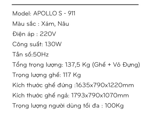 GHẾ MASSAGE OKINAWA  APOLLO S 911 chính hãng--GHE-massage-OKINAWA-APOLLO-S-911