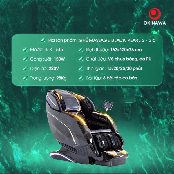 GHẾ MASSAGE OKINAWA BLACK PEARL H - 515 chính hãng--GHE-Massage-OKINAWA-BLACK-PEARL-H-515