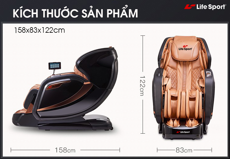 Kích thước của ghế massage Life Sport LS-799